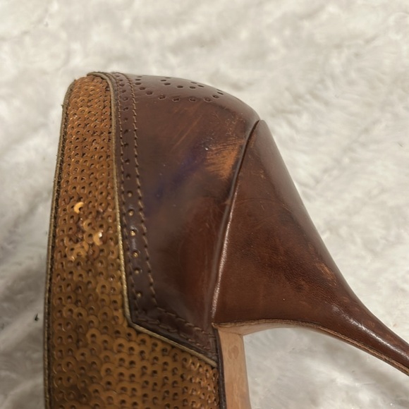 Prada sequin leather Brown and copper Women's Shoes size 36.5 stiletto pumps - Picture 6 of 11
